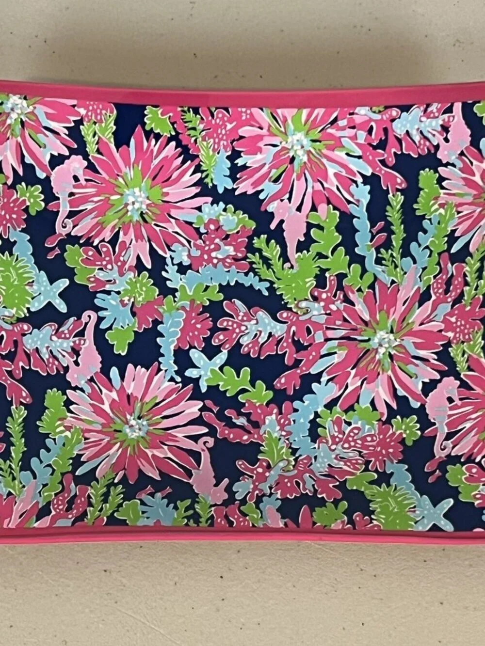 Lilly Pulitzer Glass Catchall Trinket Tray Dish Trippin and Sippin Print